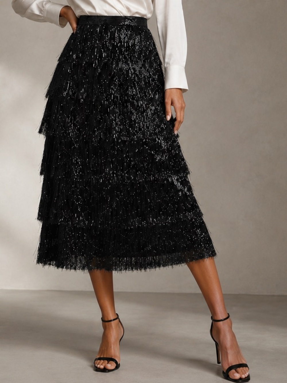 Antonio Melani Yara Novelty Fringe Midi Skirt Sz 6 NWT